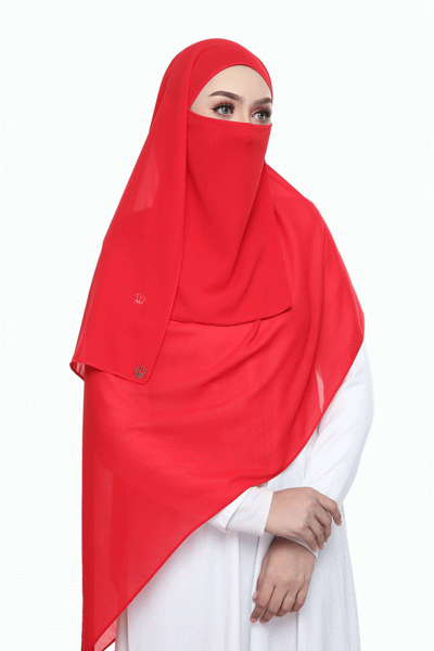 PLAIN CHIFFON SHAWL - RED